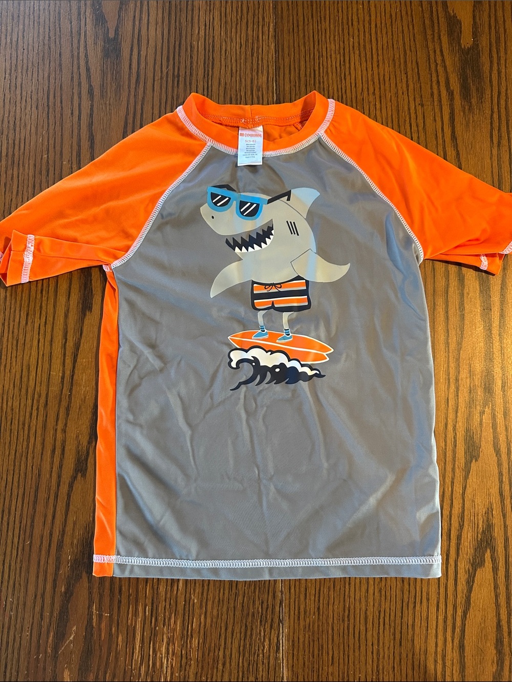 Gymboree Orange & Gray Shark Surf Rashguard